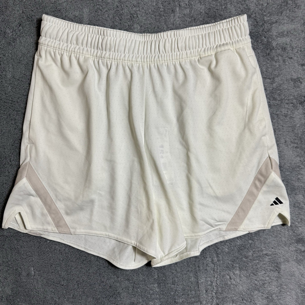 Adidas Women’s Basketball Shorts Off White Loose Fit Elastic Waist Size Small